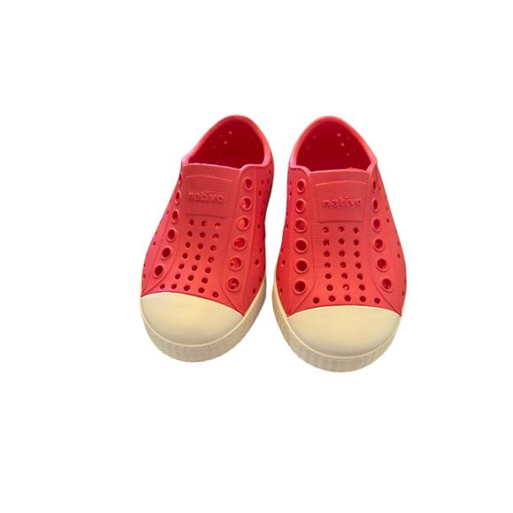 Native Jefferson Kids Flamingo Pink Shell White Casual Shoes C6 - Picture 3 of 9